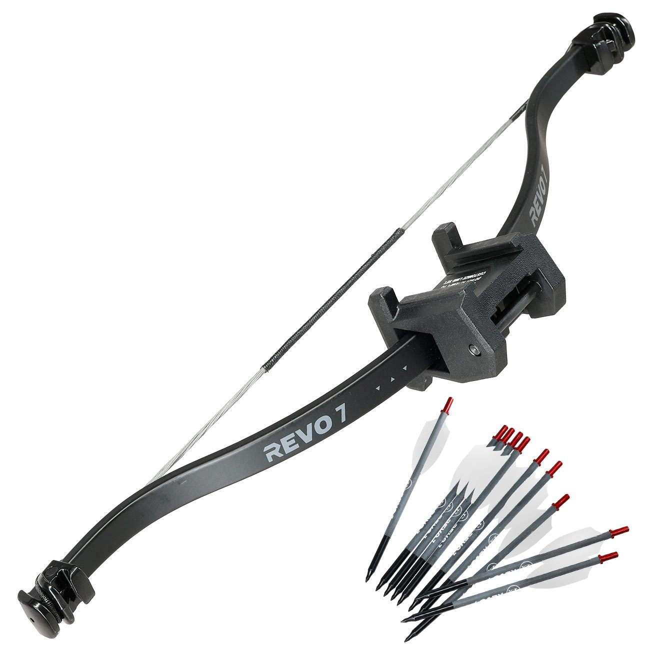 EK Archery Wurfarm Set mit Sehne f. Repetierarmbrust REVO 7 120 lbs schwarz inkl. 10 Heavy Pfeile