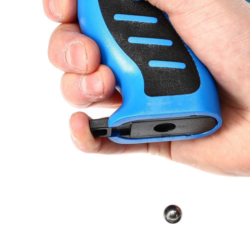 Slingshot Schleuder Steinschleuder mit Spendermagazin im Griff blau Bild 4