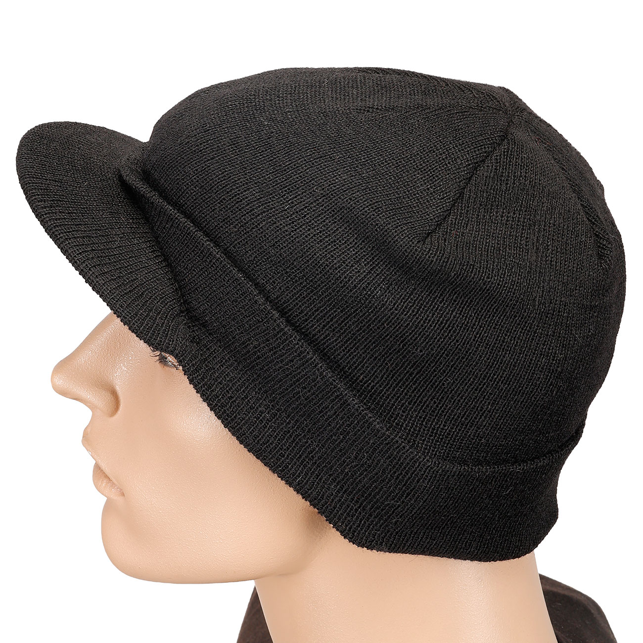 US Watch Cap mit Schirm Wolle schwarz Bild 3