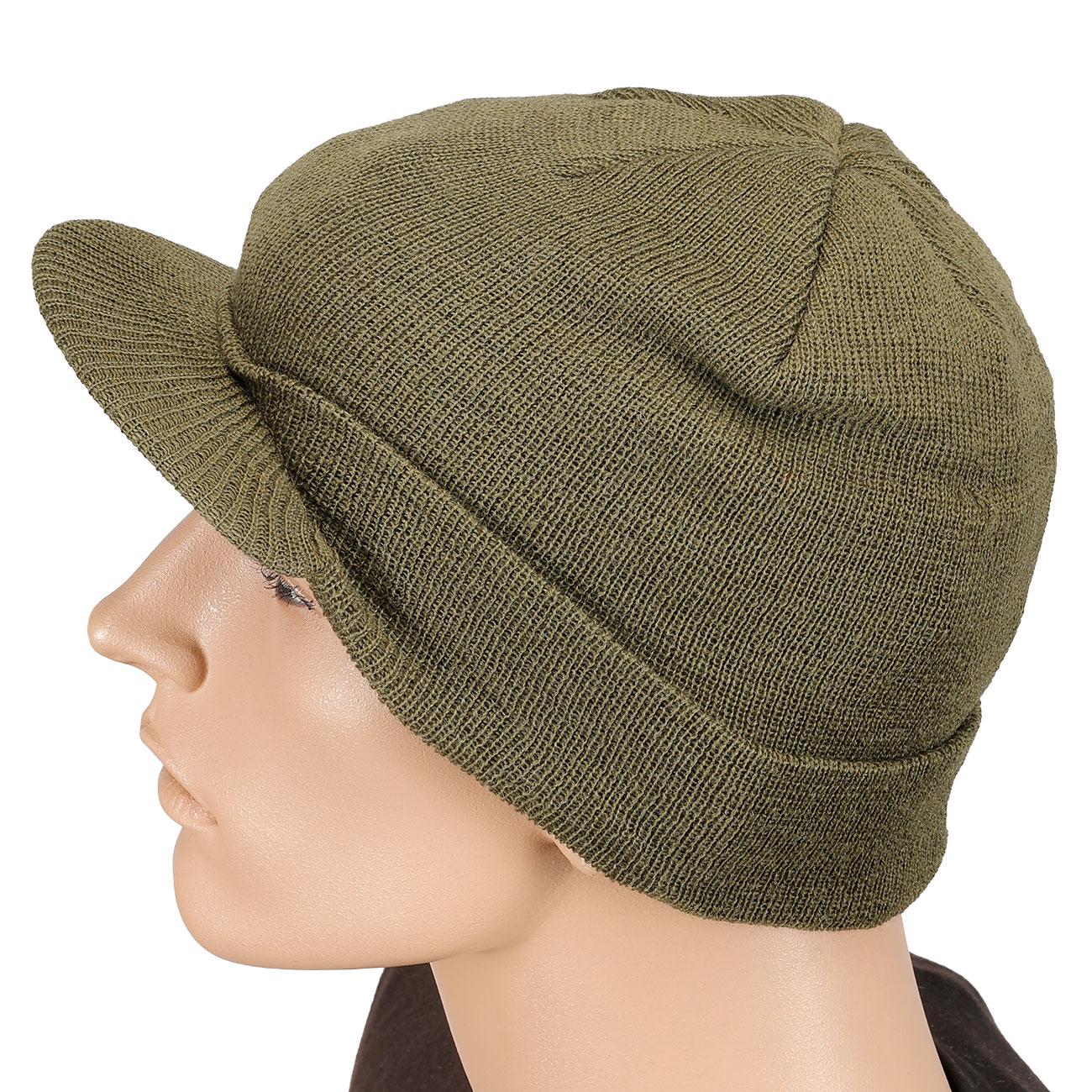 US Watch Cap mit Schirm Wolle oliv Bild 3