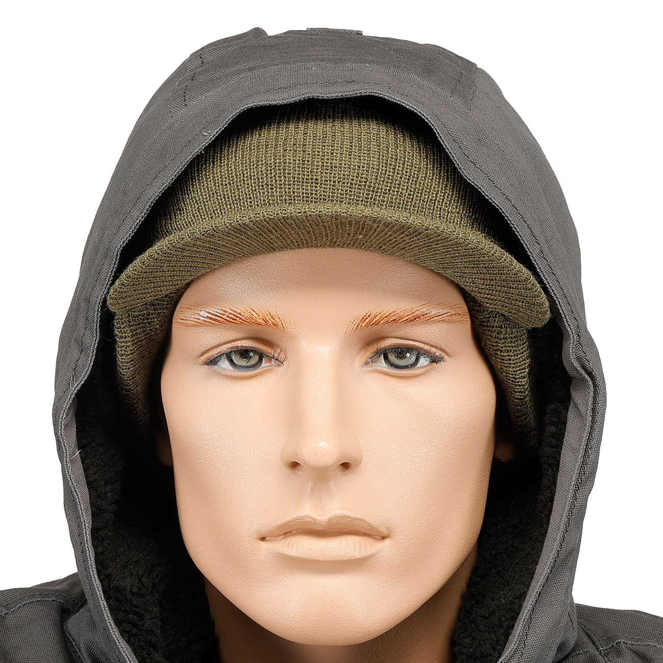 US Watch Cap mit Schirm Wolle oliv Bild 5