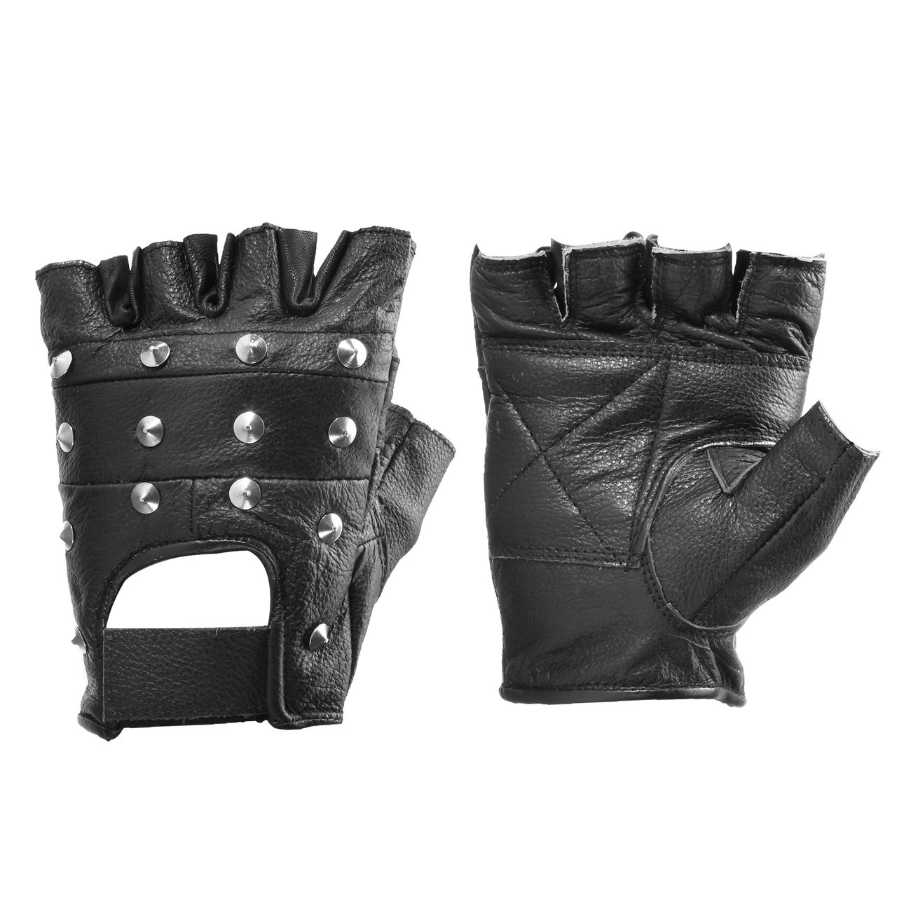 Biker Fingerlinge Lederhandschuhe mit Nieten kaufen | Motorradhandschuhe