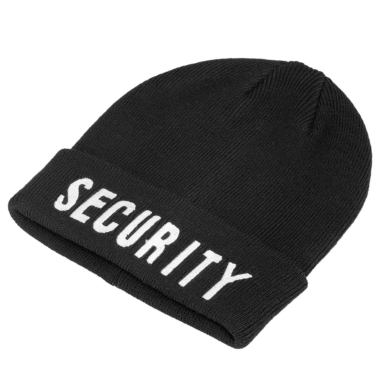Rollstrickm�tze schwarz mit Security bestickt Bild 2
