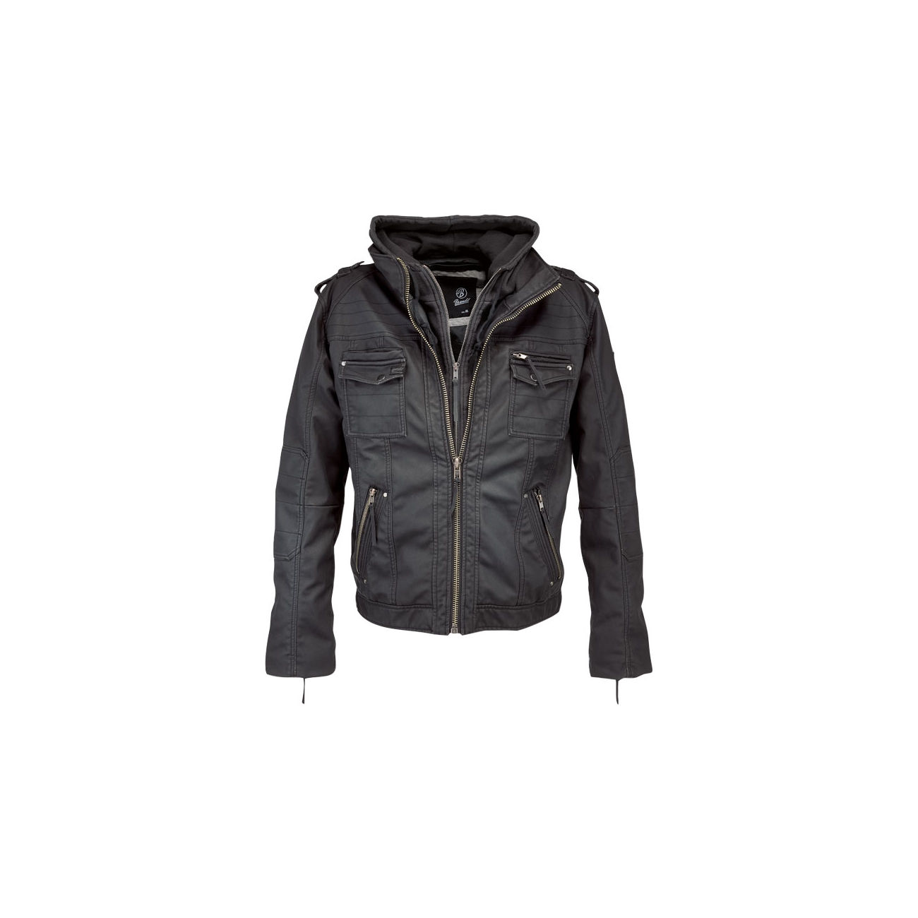 Brandit Lederjacke Black Rock schwarz