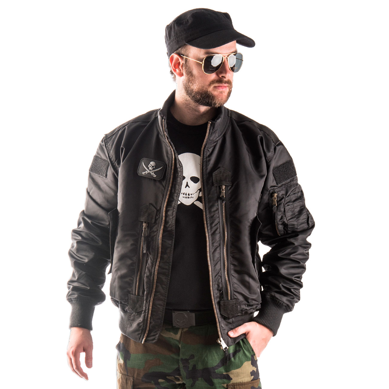 Mil-Tec US TACTICAL FLIEGERJACKE SCHWARZ Outdoorjacke Jacke 