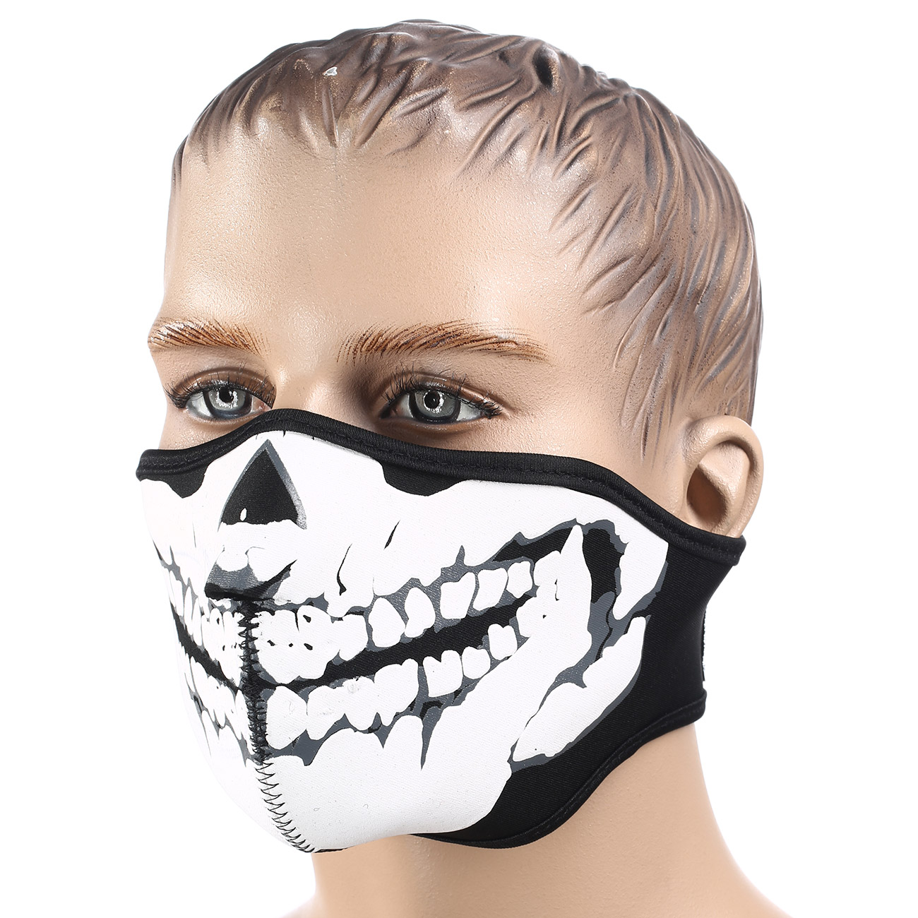 101 INC Neopren Halb-Gesichtsmaske Skull 3D schwarz