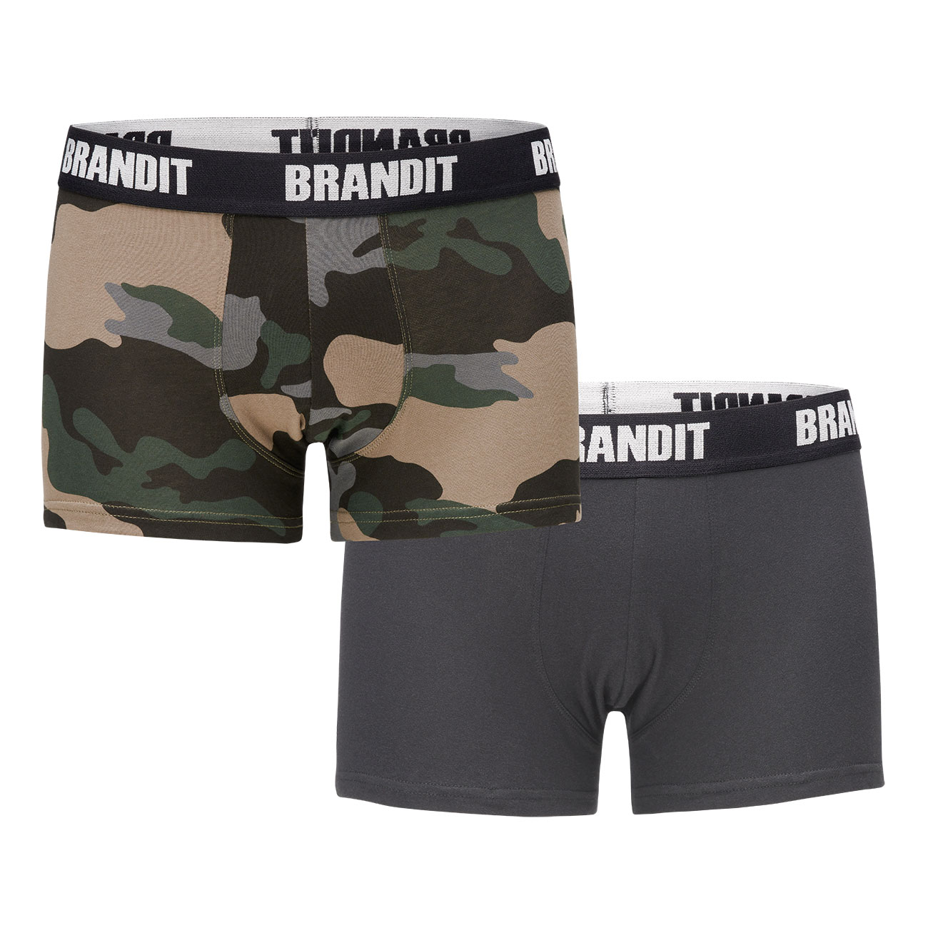 Brandit Boxershorts Logo 2er Pack darkcamo/schwarz