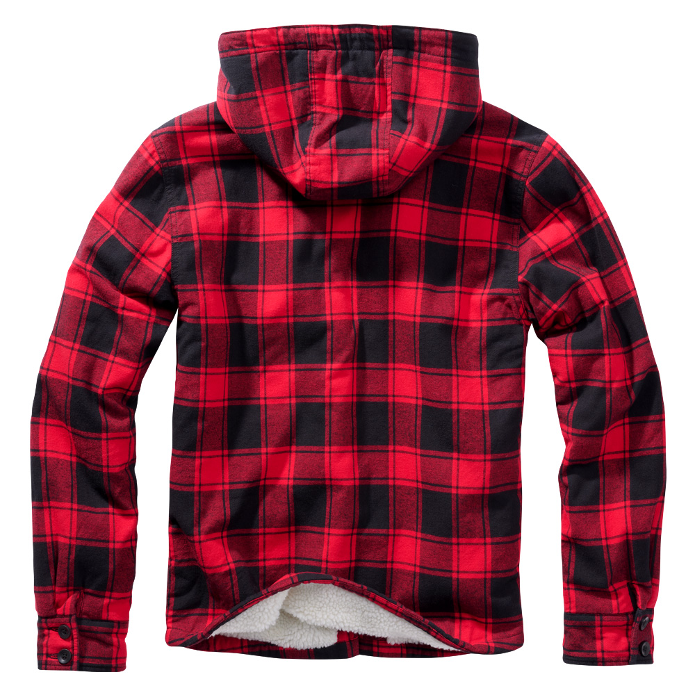 Brandit Flanell Jacke Lumberjacket Hooded Teddyfell rot/schwarz kariert Bild 1