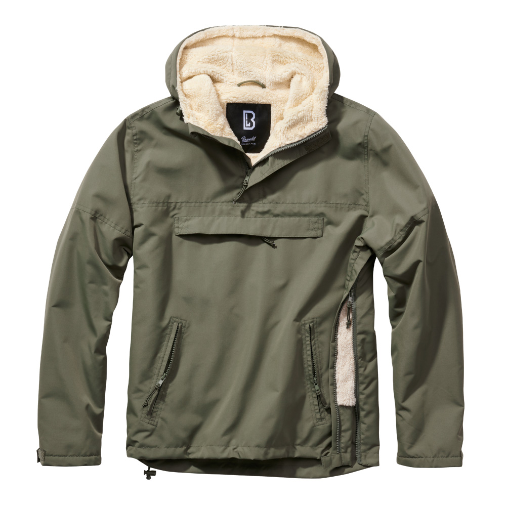 Brandit Windbreaker Sherpa oliv Teddyfell wind- und wasserabweisend