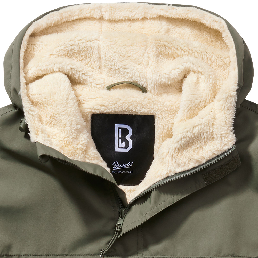 Brandit Windbreaker Sherpa oliv Teddyfell wind- und wasserabweisend Bild 1