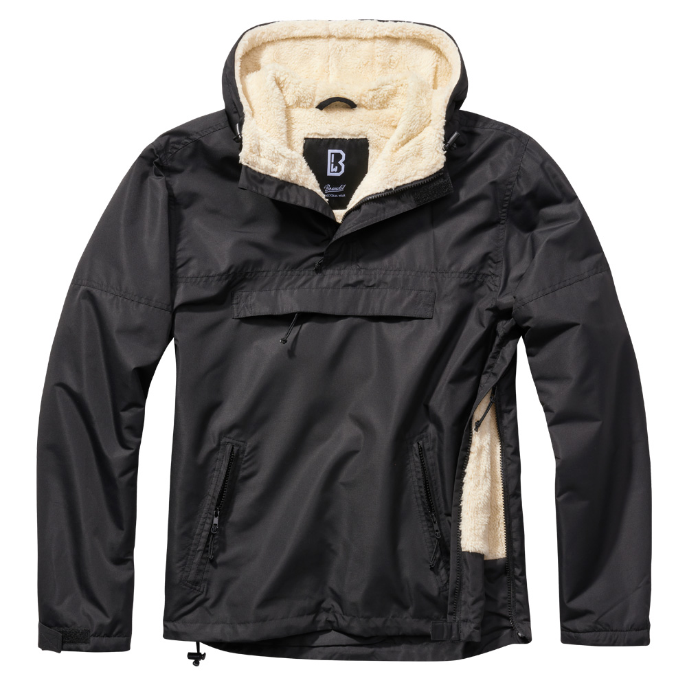 Brandit Windbreaker Sherpa schwarz Teddyfell wind- und wasserabweisend