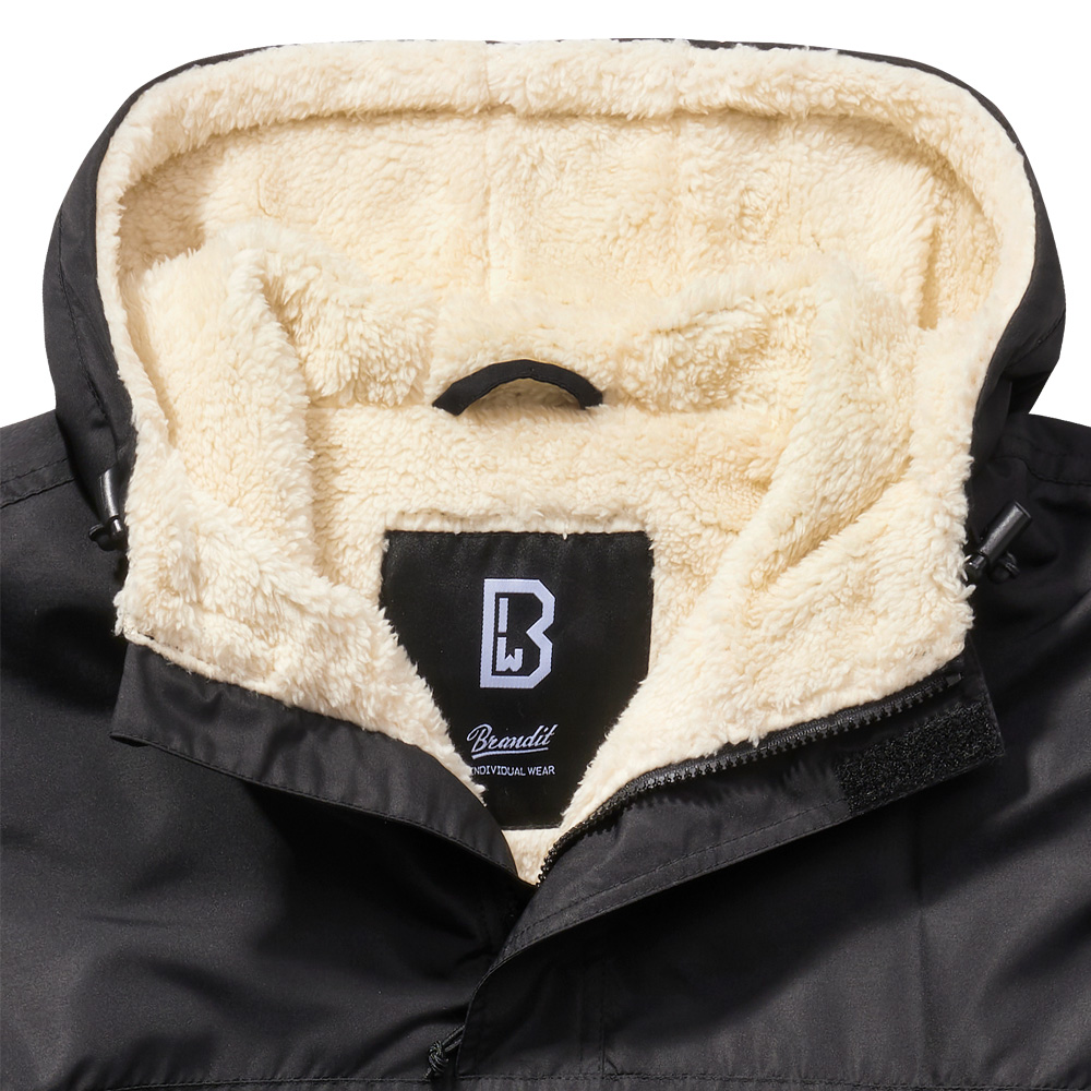 Brandit Windbreaker Sherpa schwarz Teddyfell wind- und wasserabweisend Bild 1