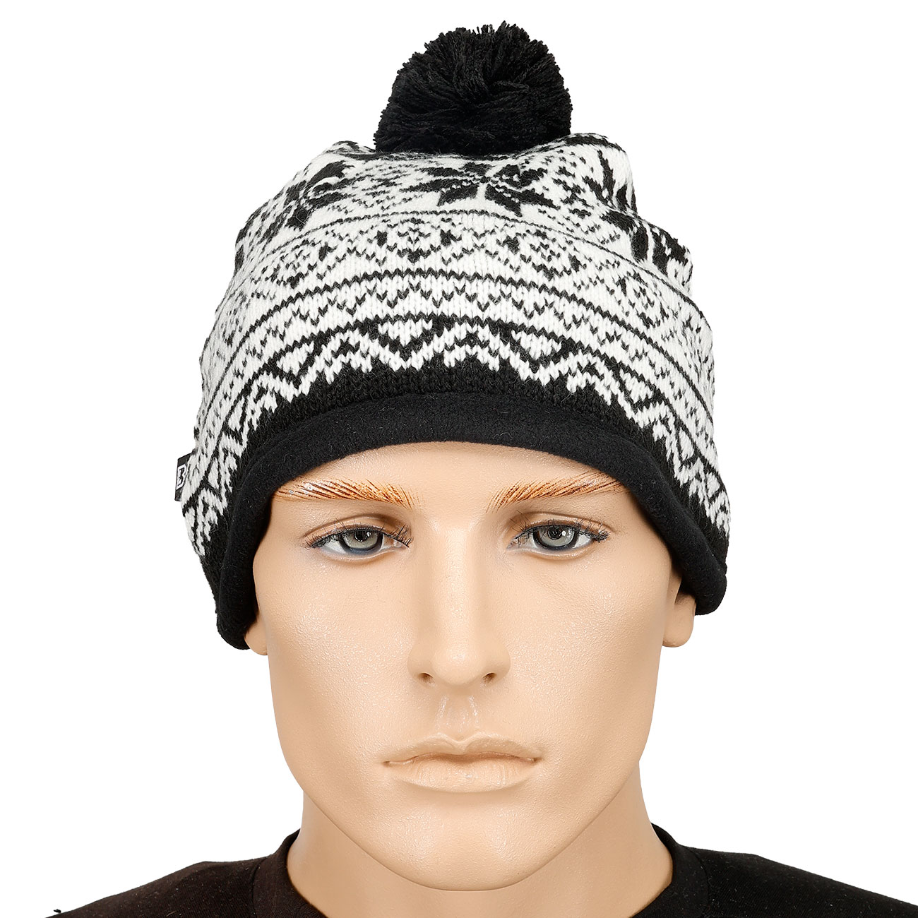 Brandit Strickm�tze Snow Cap schwarz/wei�