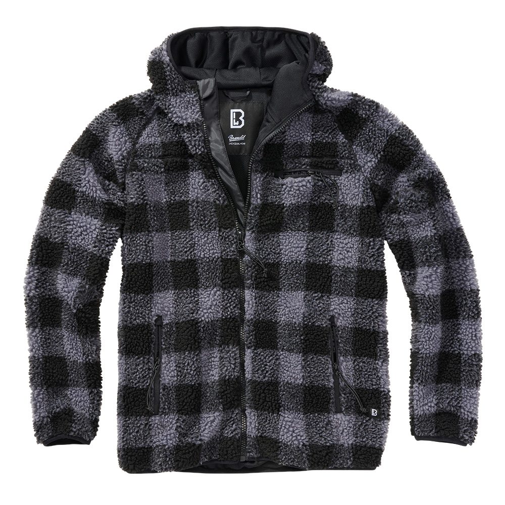 Brandit Jacke Teddyfleece Worker schwarz/grau karriert