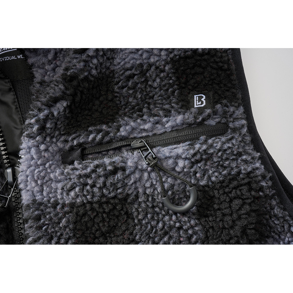 Brandit Fleeceweste Teddyfleece schwarz/grau karriert Bild 3