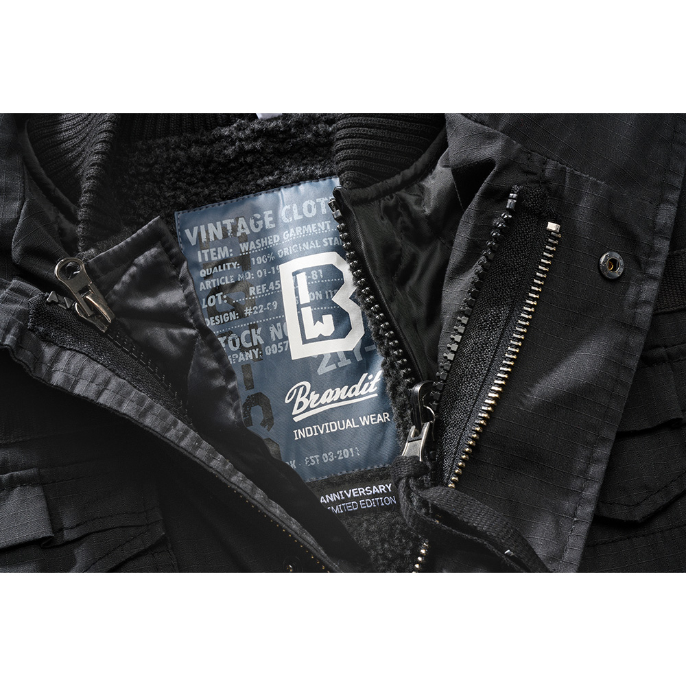 Brandit M65 Jacke Giant Ripstop schwarz mit herausnehmbarem Futter Bild 2