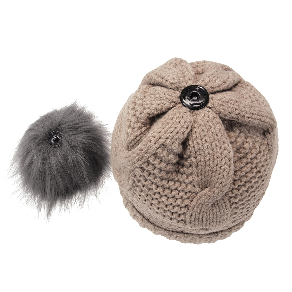 Origin Outdoors Strickmtze Bobble 100% Merinowolle mit abnehmbaren Bommel beige Bild 3