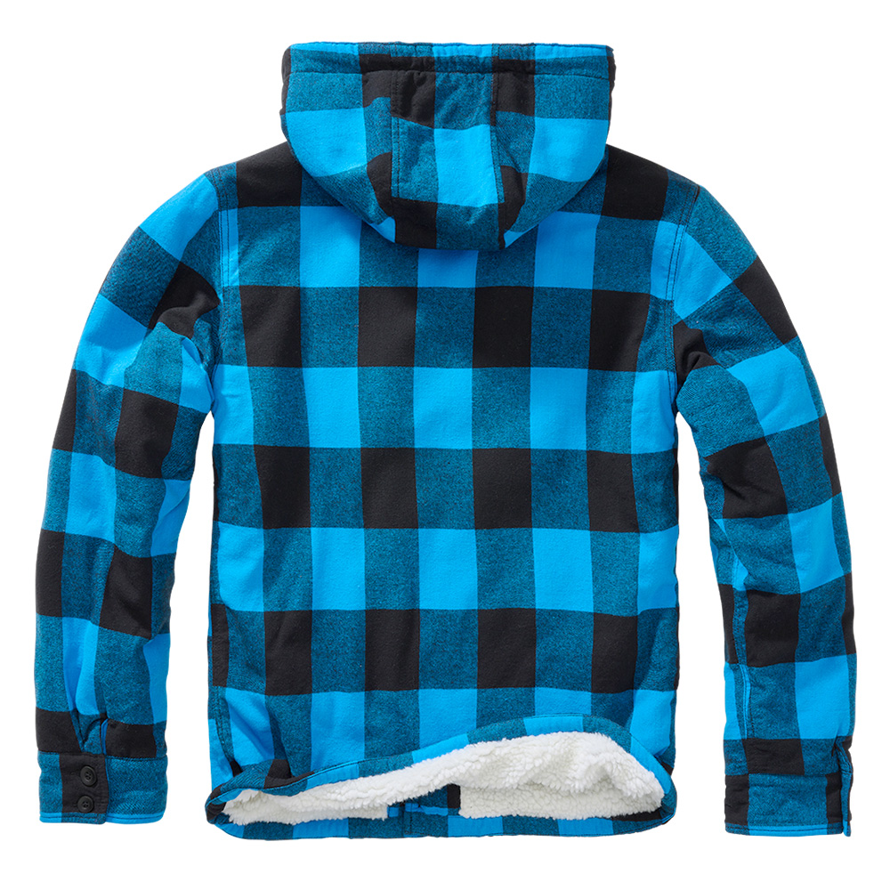 Brandit Hemdjacke Lumberjacket Flanell mit Kapuze schwarz/blau kariert Bild 1