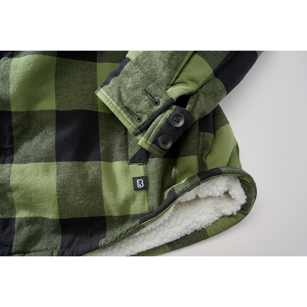 Brandit Hemdjacke Flanell mit Kapuze schwarz/oliv kariert Bild 1