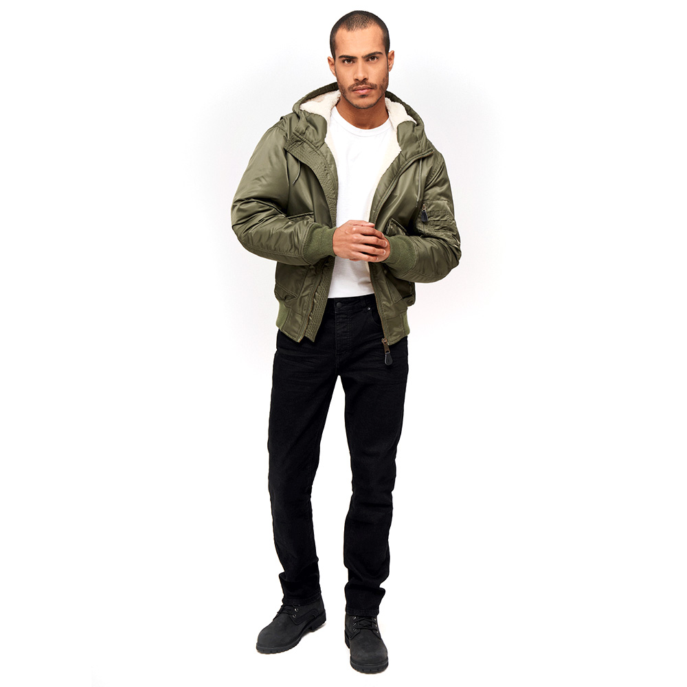 Brandit Jacke CWU mit Teddyfleece und Kapuze oliv Bild 1