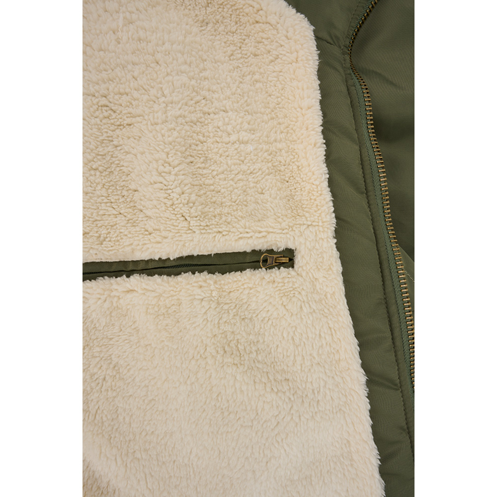 Brandit Jacke CWU mit Teddyfleece und Kapuze oliv Bild 1
