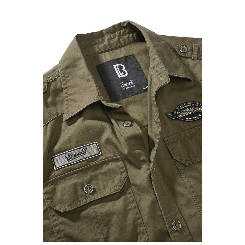 Brandit Hemd Luis Vintageshirt kurzarm oliv Bild 1