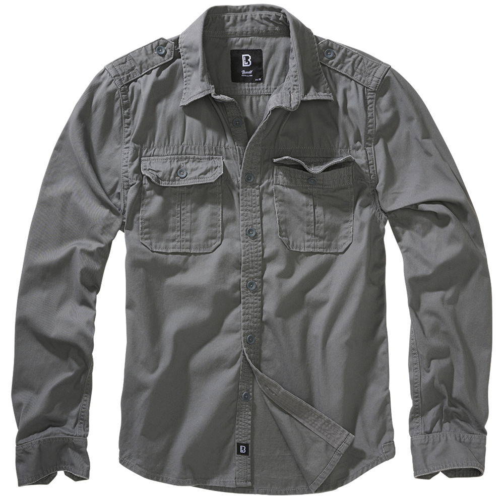 Brandit Hemd Vintage Shirt langarm charcoal grau