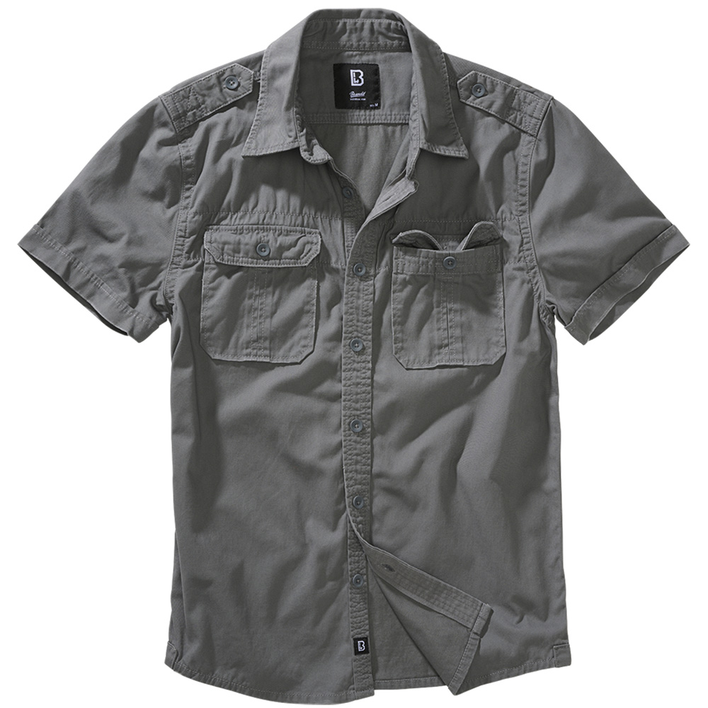 Brandit Hemd Vintage Shirt kurzarm charcoal grau