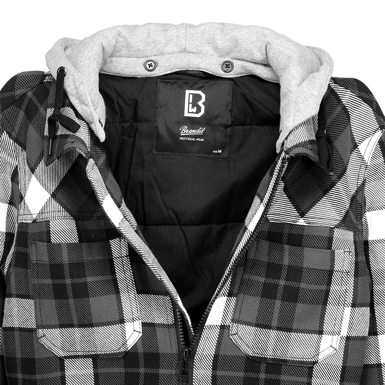 Brandit Jacke Top Heavy Twill wei/schwarz kariert Bild 2