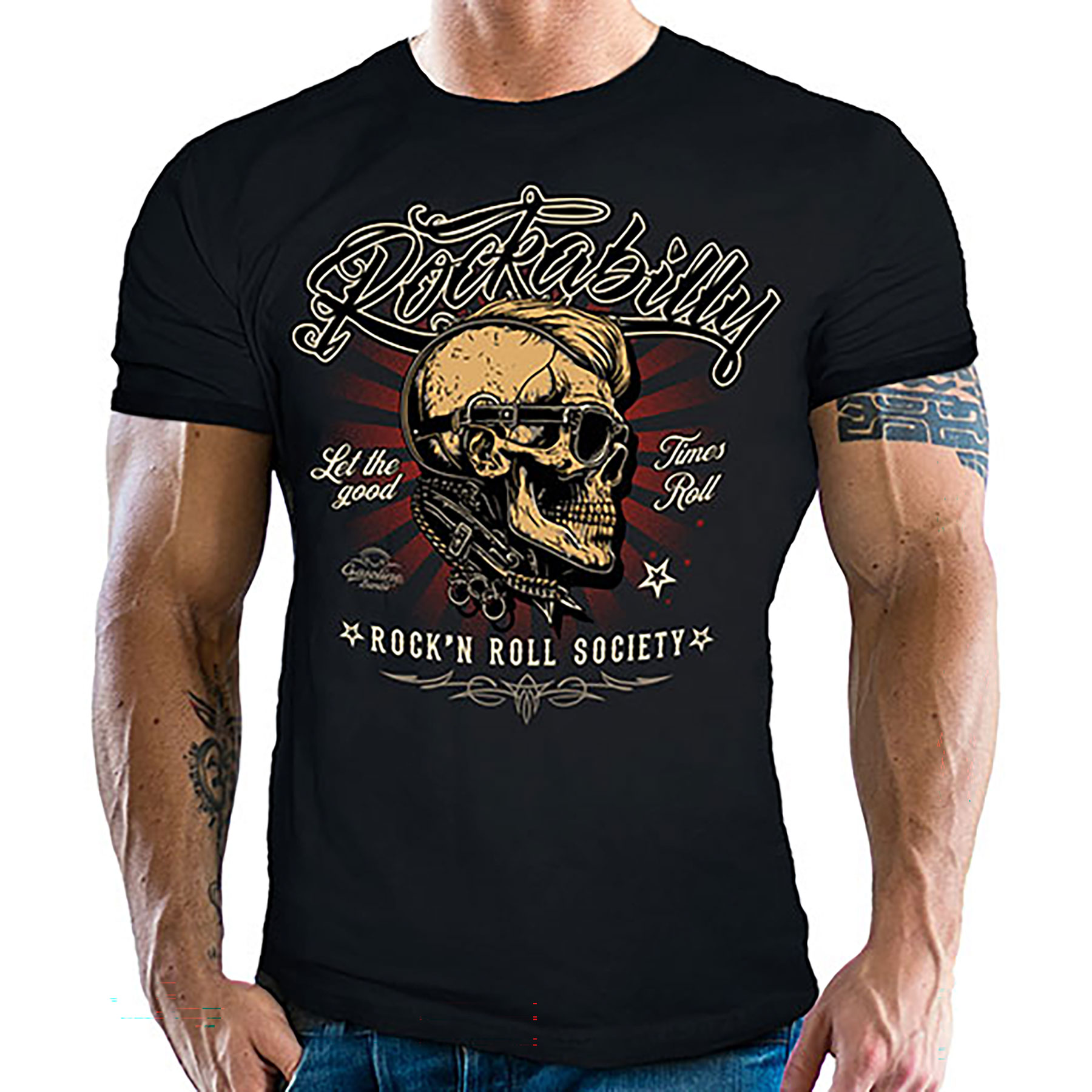 Original GASOLINE Bandit T-Shirt:  Rockabilly  schwarz