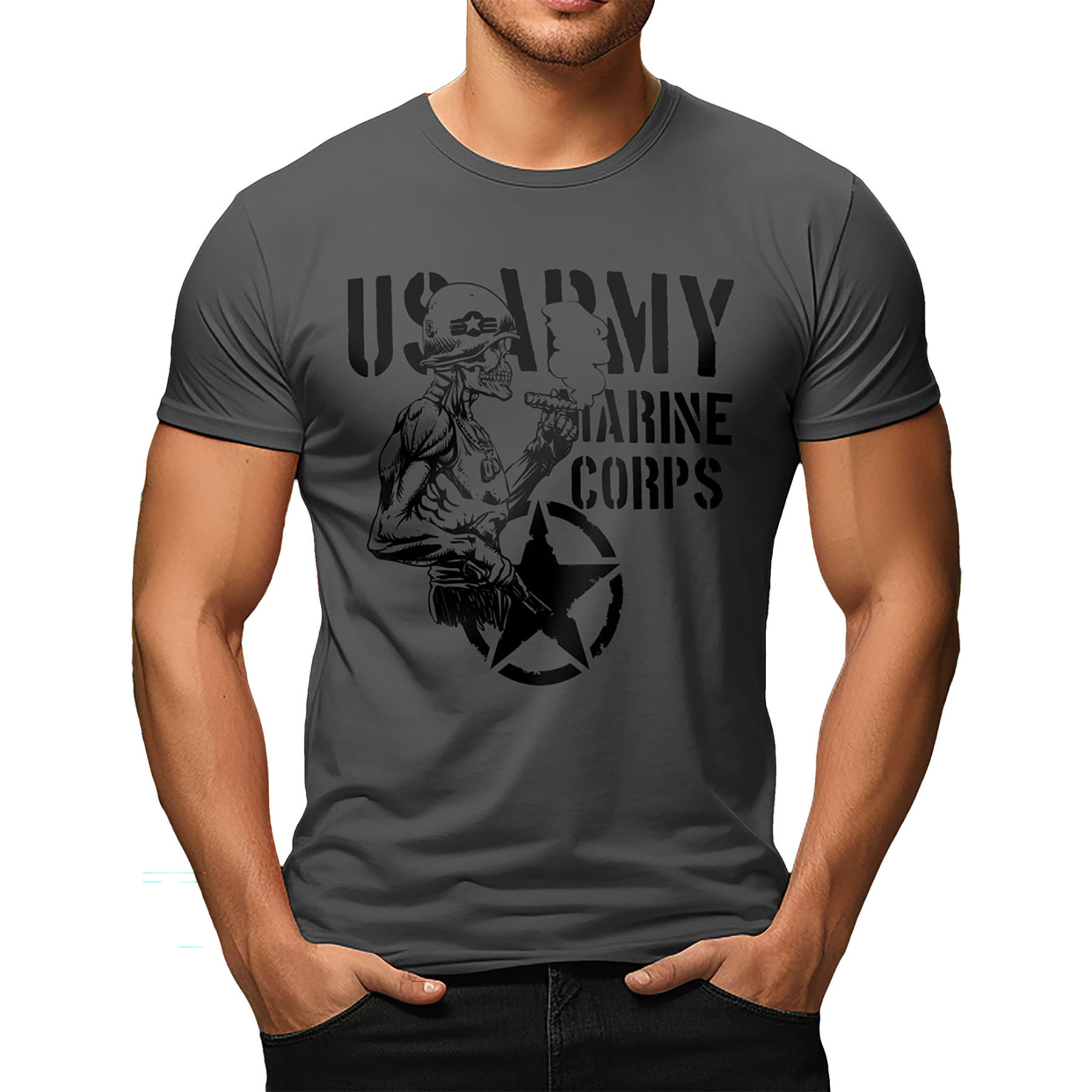 GASOLINE BANDIT T-SHIRT  US Army Corbs grau