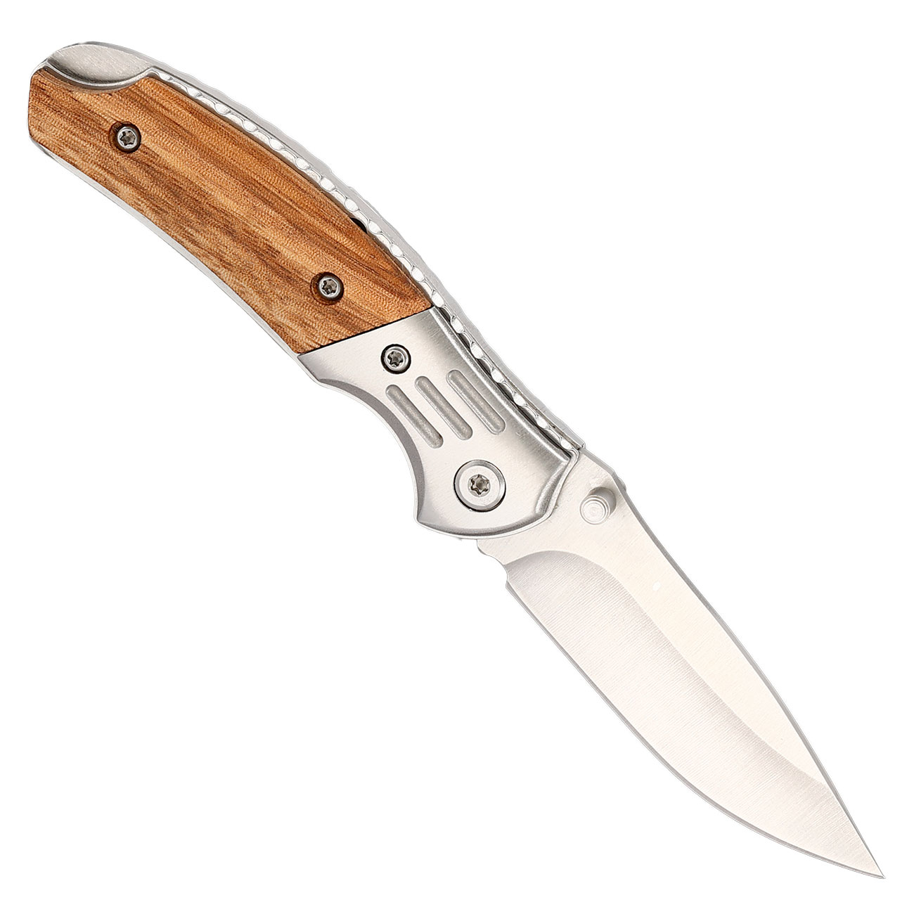 Albainox Einhandmesser mit Holz Griffschalen im Zebramuster Bild 1