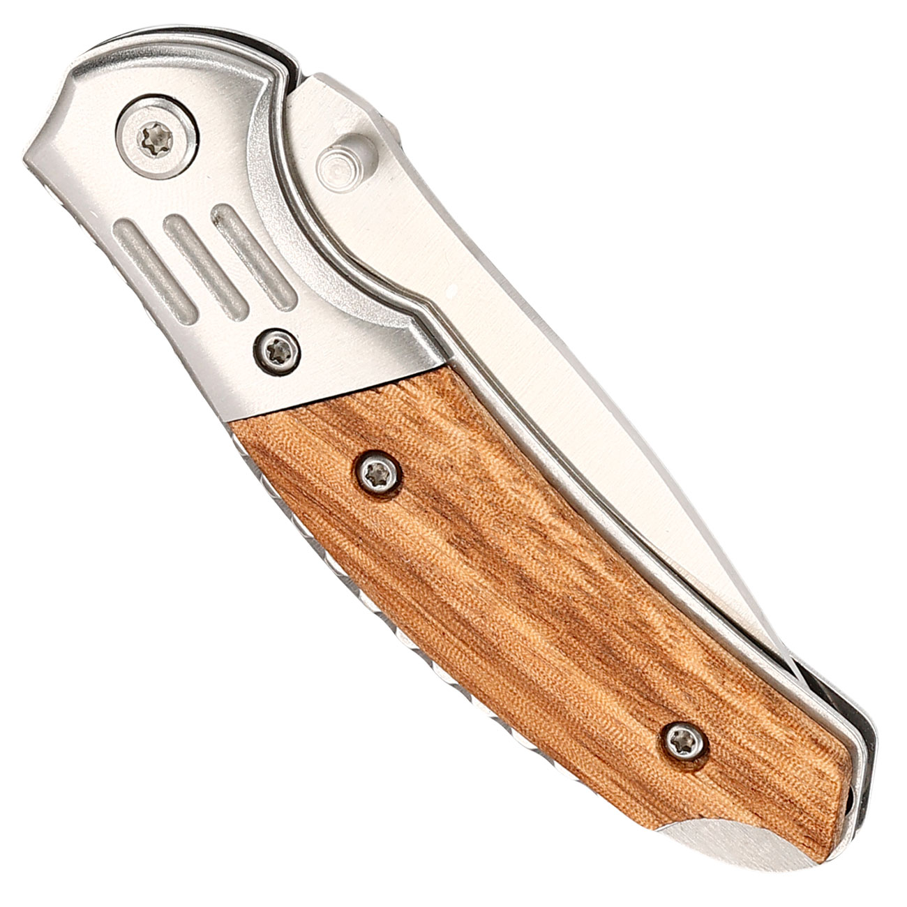 Albainox Einhandmesser mit Holz Griffschalen im Zebramuster Bild 4