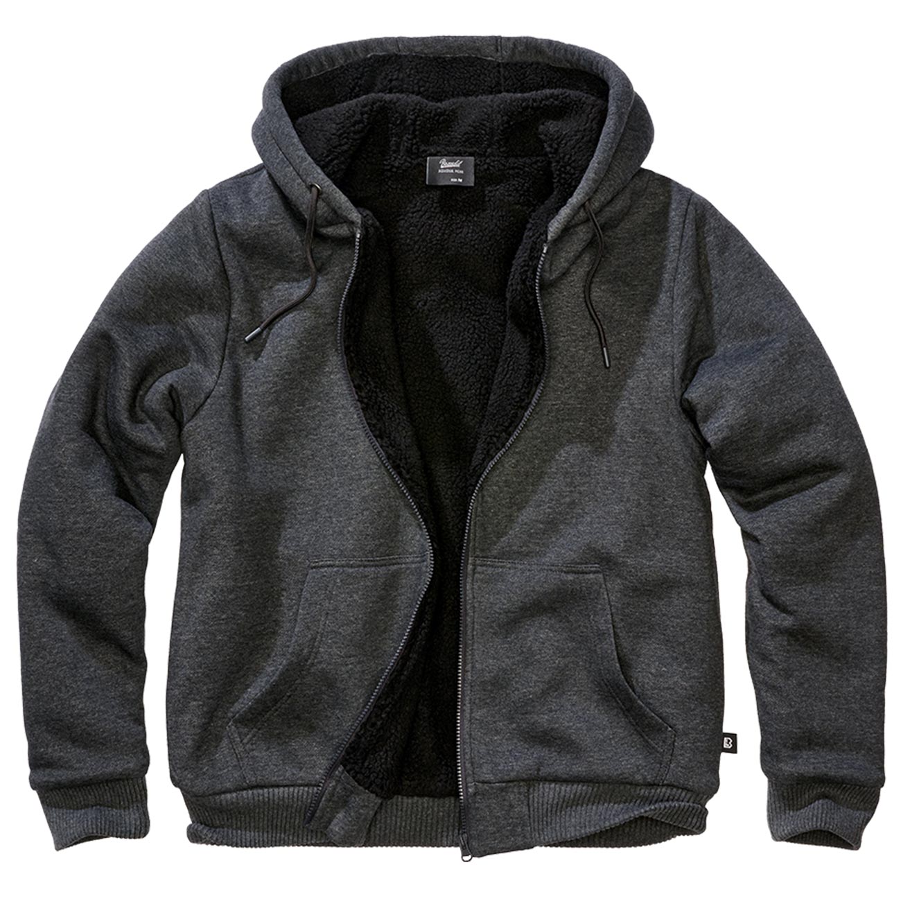 Brandit Sweatjacke mit Teddyfellfutter schwarz-melange