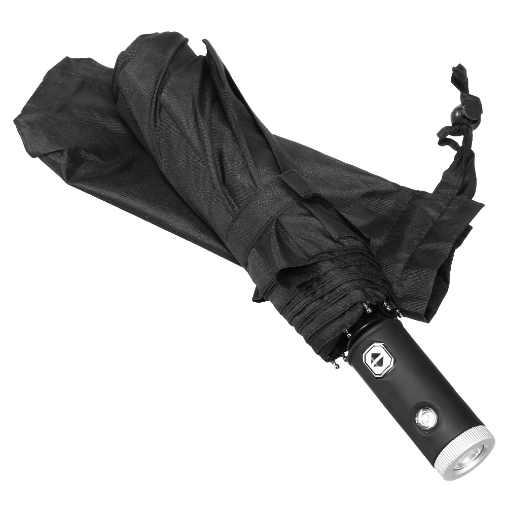 Automatik Regenschirm Stay Dry schwarz mit LED-Taschenlampe Bild 1