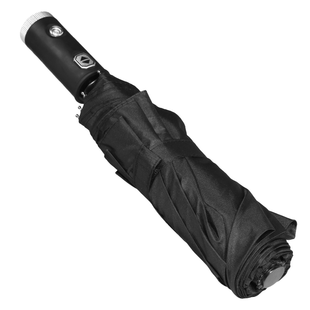 Automatik Regenschirm Stay Dry schwarz mit LED-Taschenlampe Bild 1