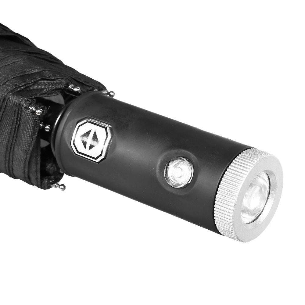 Automatik Regenschirm Stay Dry schwarz mit LED-Taschenlampe Bild 1