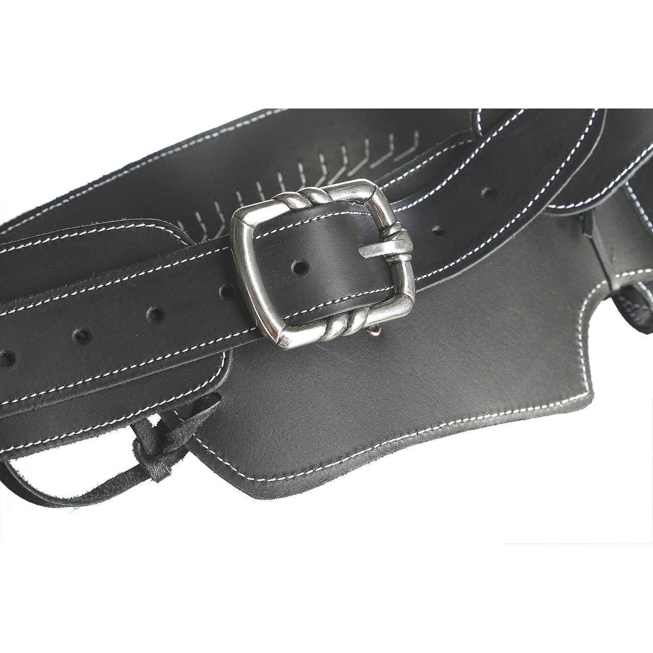 Coltgürtel aus Leder mit Punzierung für 1 Colt inkl. 24 Dekopatronen schwarz Bild 1