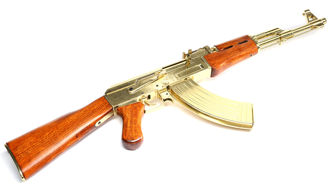 Dekowaffe Kalashnikov AK47 Sadam-Ausfhrung goldfarben Bild 7