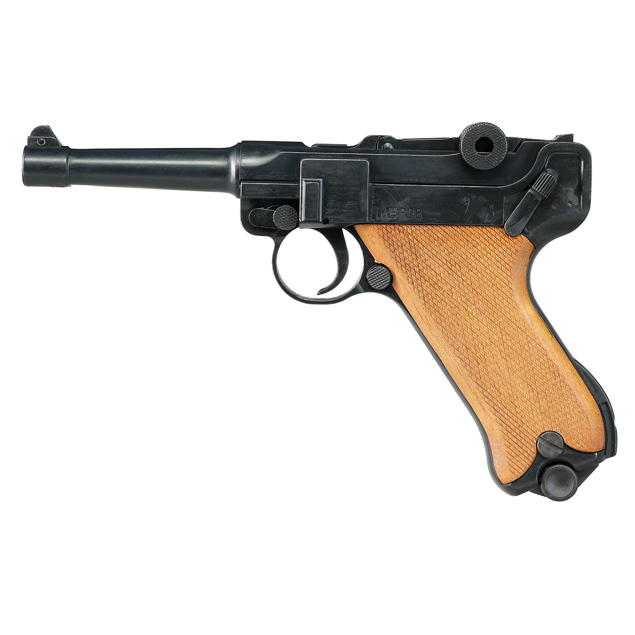 ME Modell P08 Parabellum Vollmetall Dekopistole WWII br�niert mit Holzgriffschalen