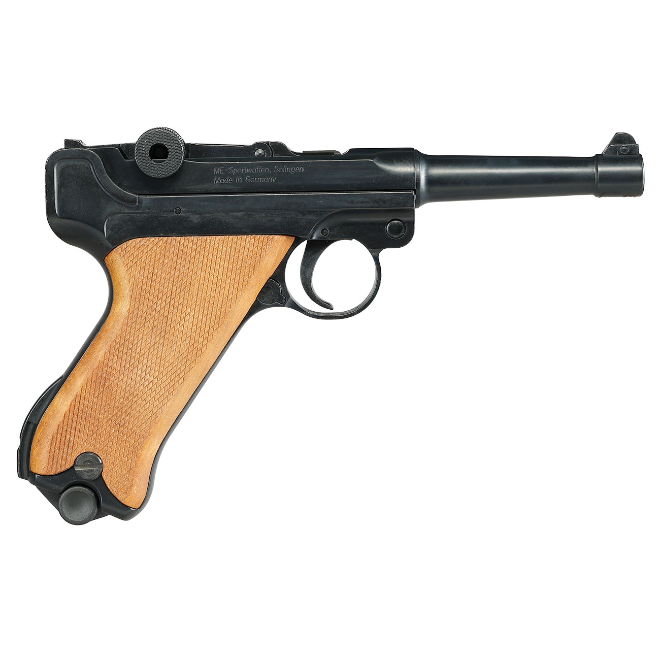 ME Modell P08 Parabellum Vollmetall Dekopistole WWII br�niert mit Holzgriffschalen Bild 3