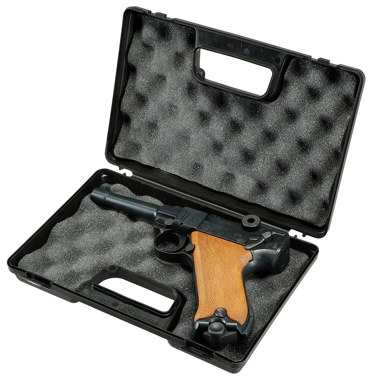 ME Modell P08 Parabellum Vollmetall Dekopistole WWII br�niert mit Holzgriffschalen Bild 4