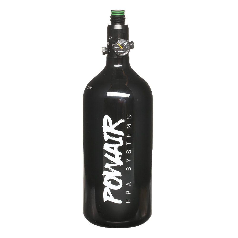 PowAir HPA Tank 0,8L / 48ci  mit Regulator 3000 PSI fr Painball/Airsoft schwarz