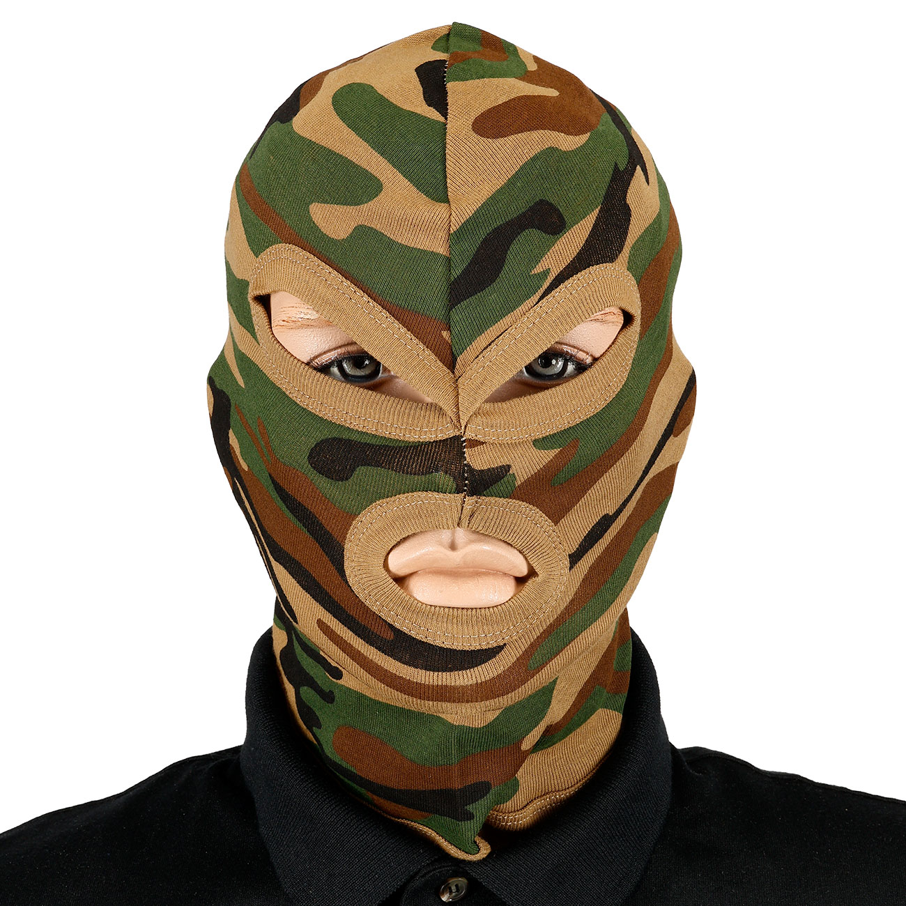 Kopfhaube, Balaclava 3-Loch, woodland Bild 1