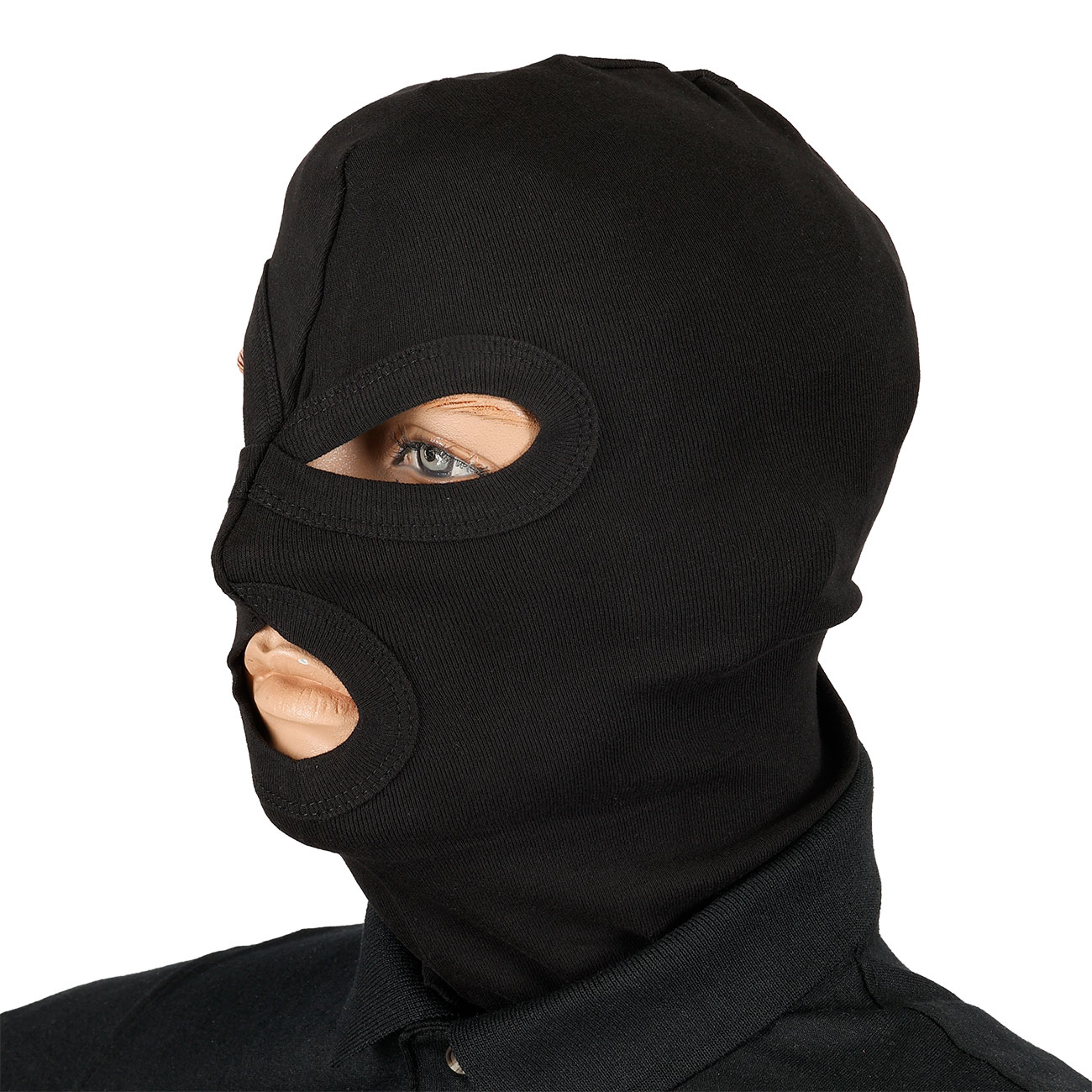 Kopfhaube, Balaclava 3-Loch, schwarz