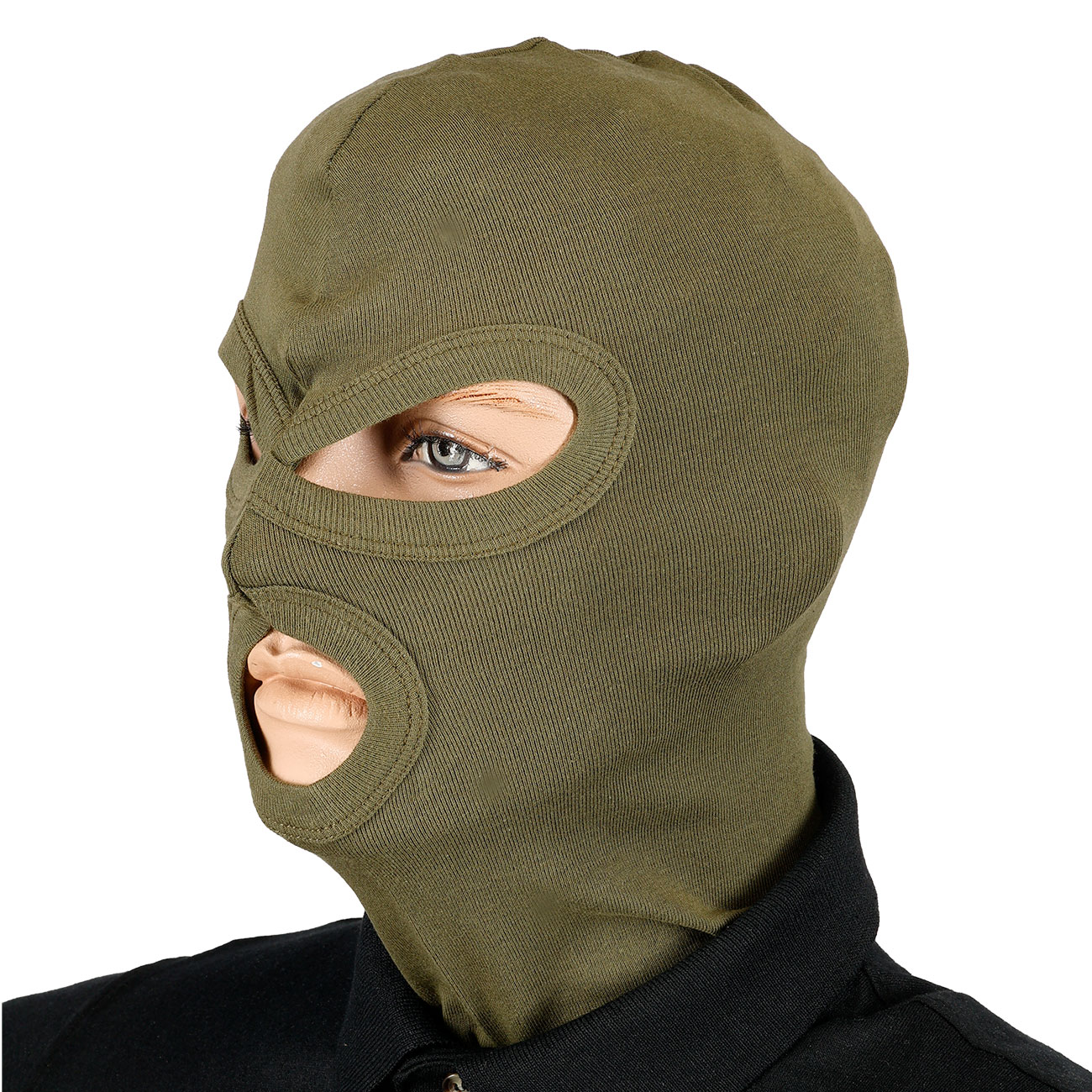  Kopfhaube, Balaclava 3-Loch, oliv