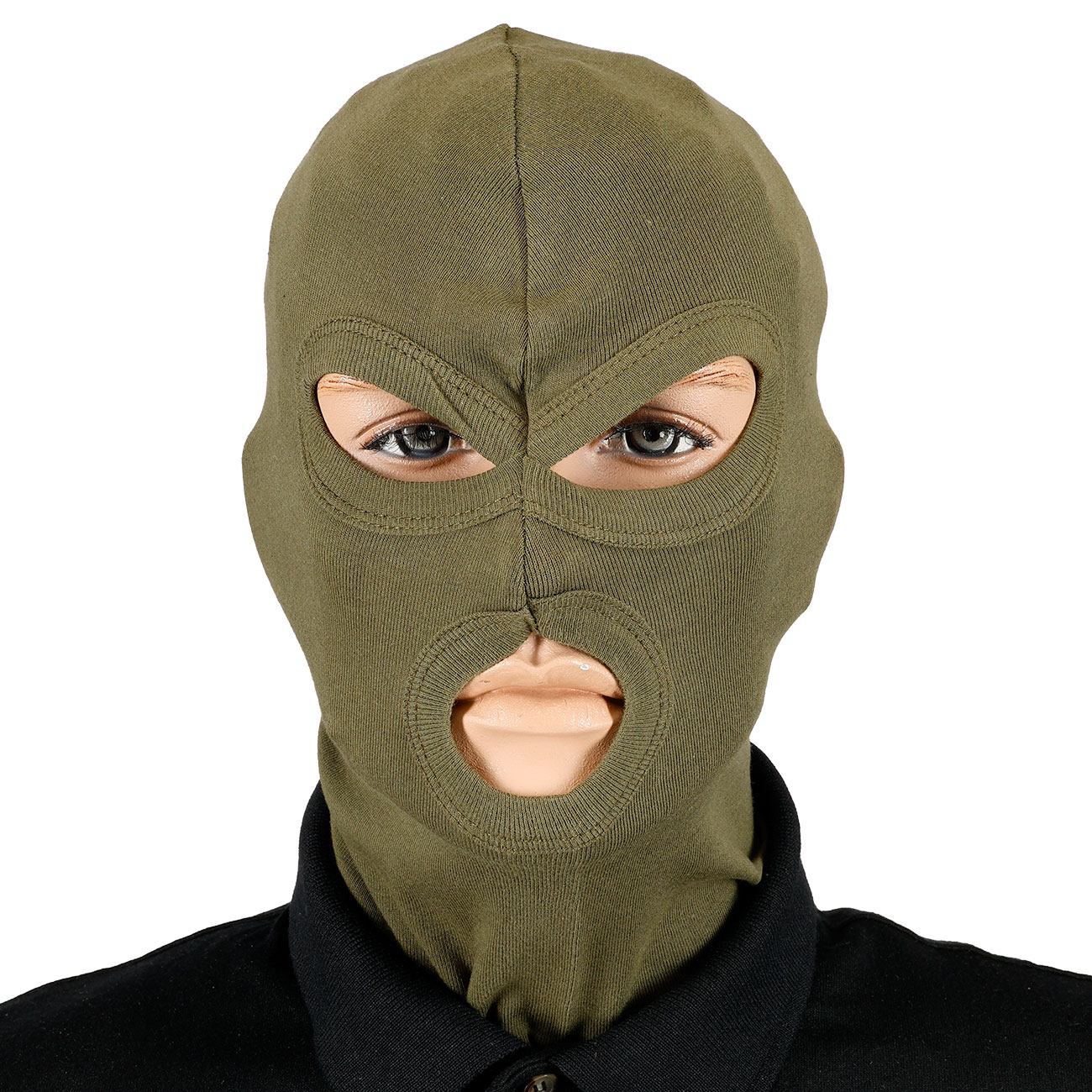  Kopfhaube, Balaclava 3-Loch, oliv Bild 1