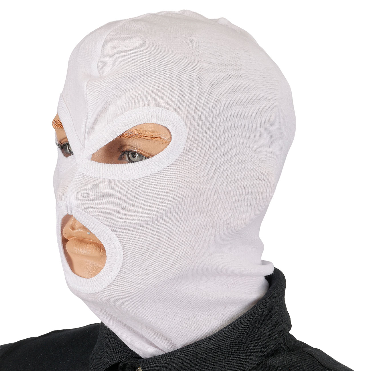 Kopfhaube, Balaclava 3-Loch, weiss