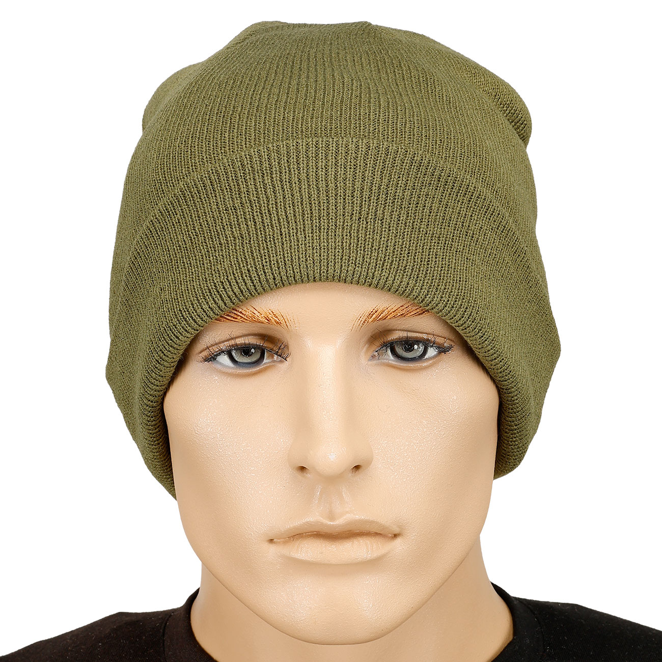 Rollstrickmtze feinstrick oliv