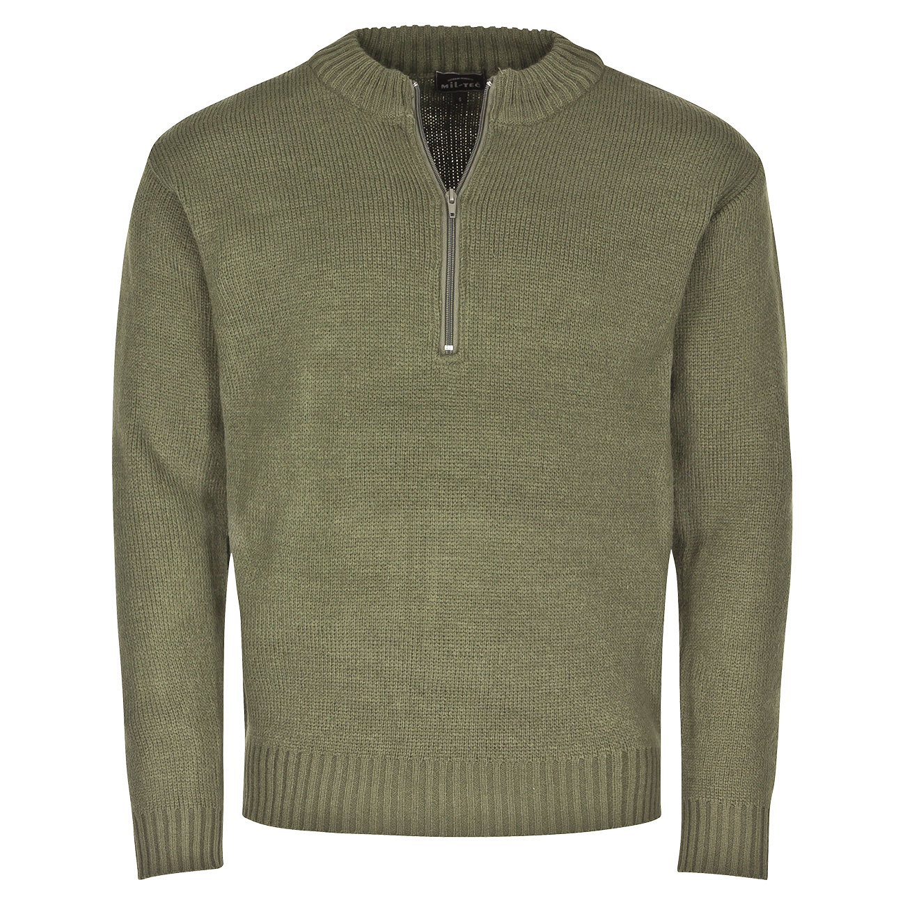 Mil-Tec Strickpullover Typ Schweizer Armee mit Reiverschluss oliv